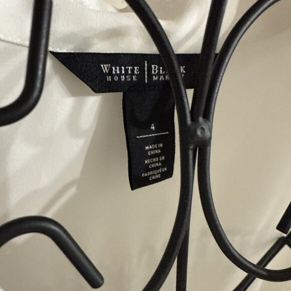 White House Black Market size 4 White Button Up Blouse Slit Back Tunic Office - Picture 4 of 7